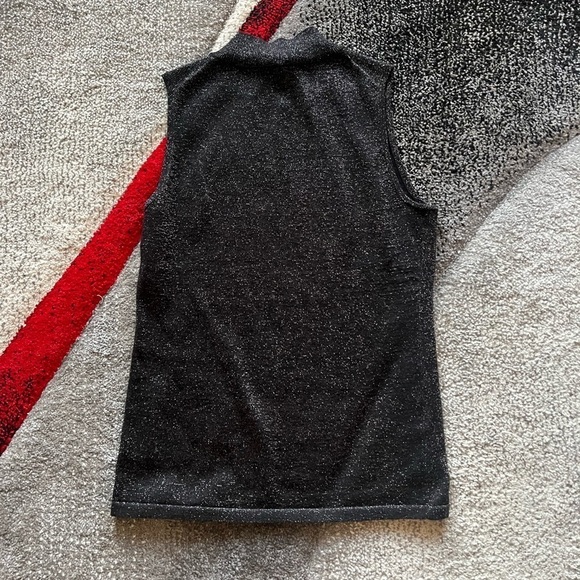 Ann Taylor Black Metallic Mock Neck Sleeveless Top - Picture 3 of 3
